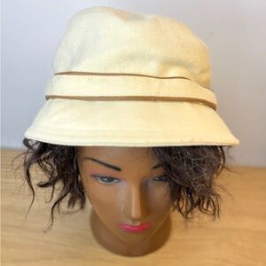 Elegant Wool Coach Cream Bucket‎ Hat with Signature Turn Lock